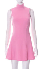 Turtleneck Sleeveless A Line Mini Dress   Clothes  Elegant Sexy Pink Ribbed Bodycon Dresses C85BG24